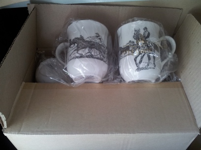 ROYAL FINE BONE CHINA BOX of 6 DELUXE DERBY HORSE RACING CUPS - Click Image to Close